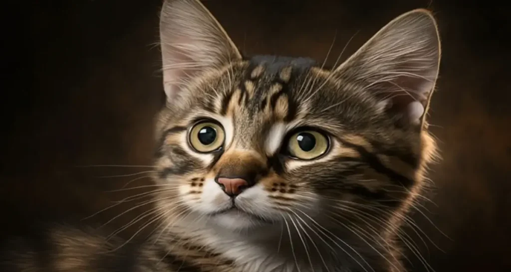 fierce and loyal stunning pixie bob breed cat on a dark background